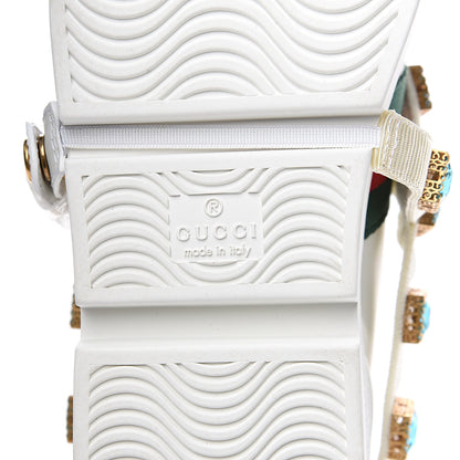 Gucci Calfskin Removable Crystals Bee Embroidered Womens Ace Platform Sneakers 37 White 6 of 8