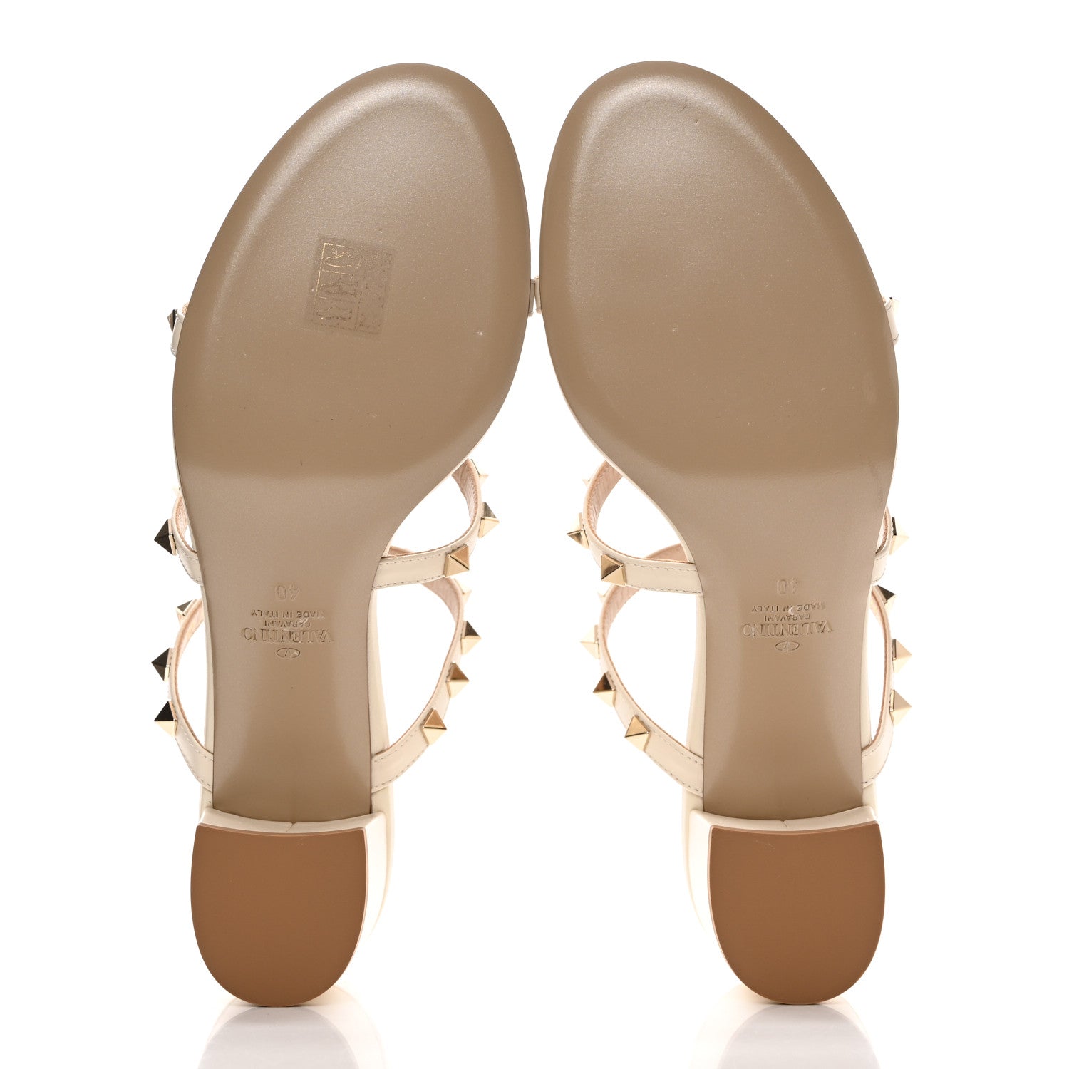 Valentino Garavani Calfskin Nappa Rockstud 60mm Caged Slide Sandals 40 Light Ivory 5 of 10