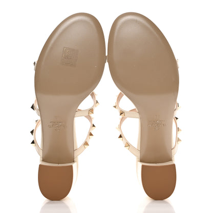 Valentino Garavani Calfskin Nappa Rockstud 60mm Caged Slide Sandals 40 Light Ivory 5 of 10