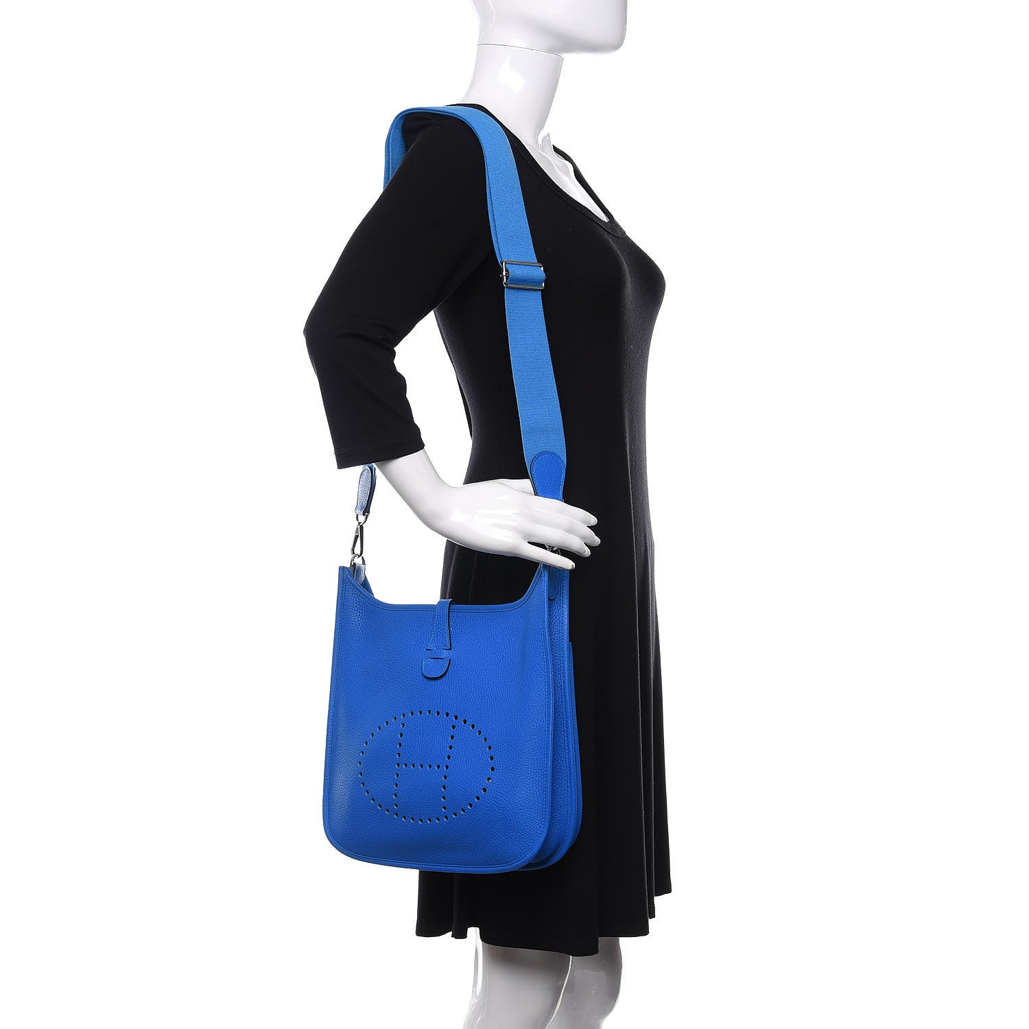 Hermes Taurillon Clemence Evelyne III PM Bleu Hydra 2 of 9