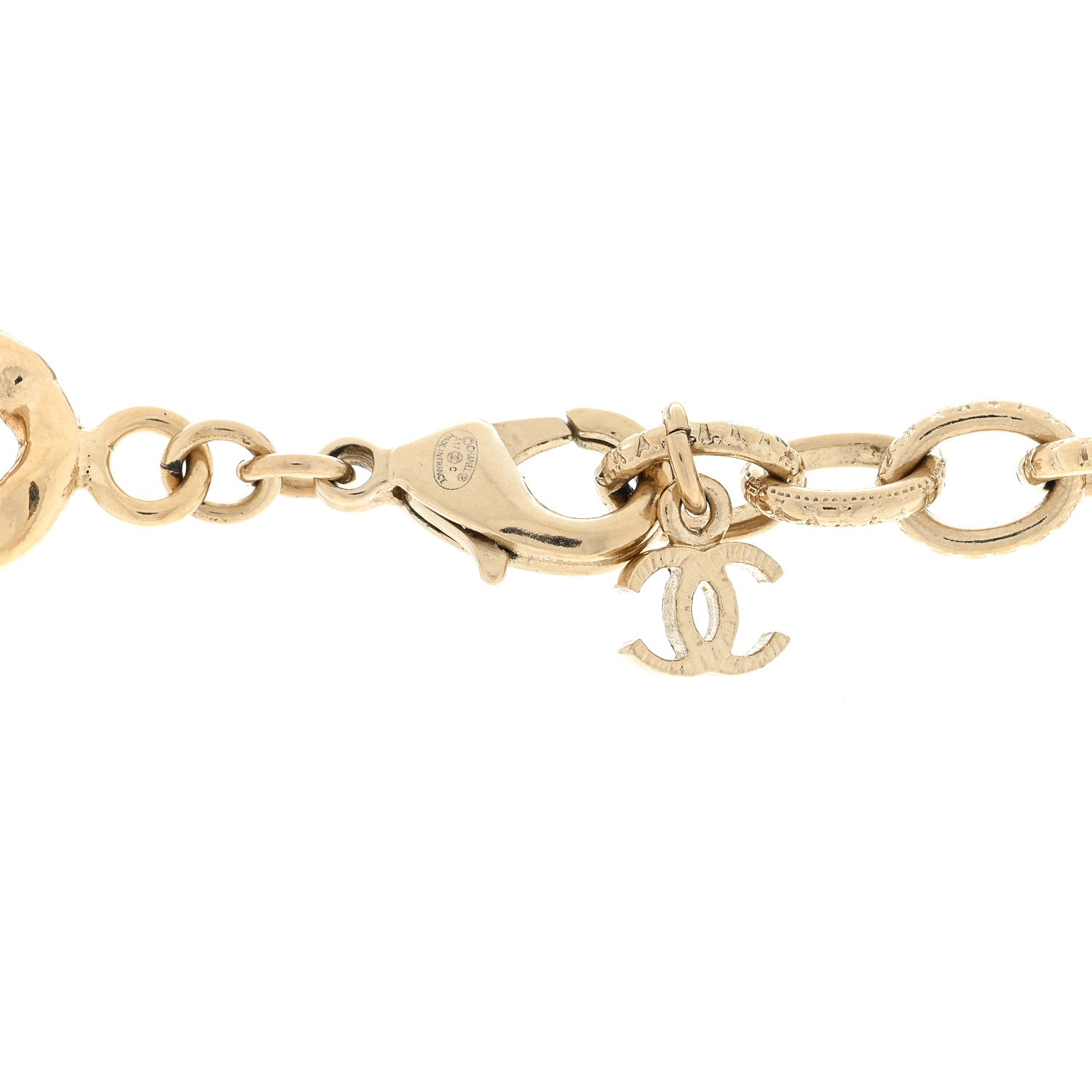 Chanel Crystal Chain Short Logo Necklace Gold 4 of 4