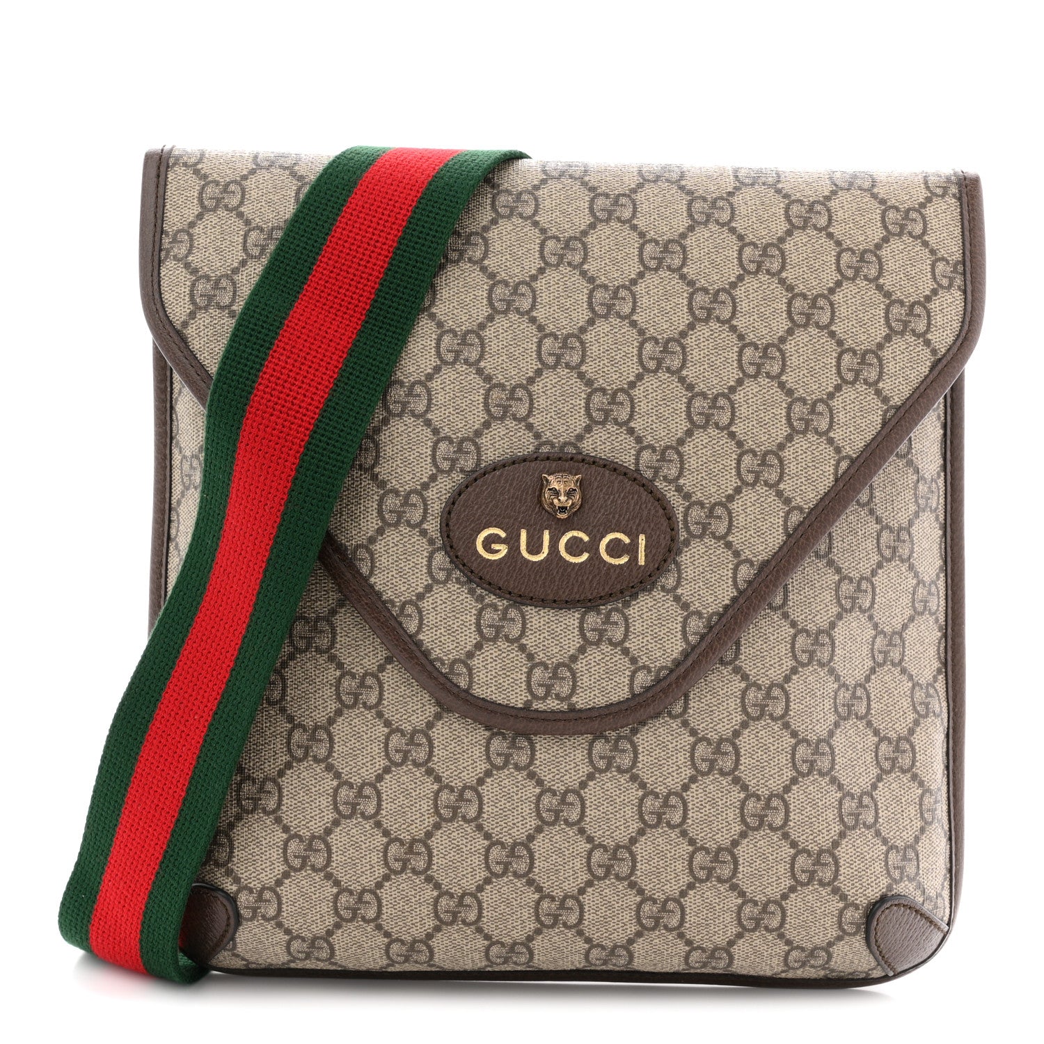 Gucci GG Supreme Monogram Web Medium Neo Vintage Flap Messenger Bag Beige New Acero 1 of 10