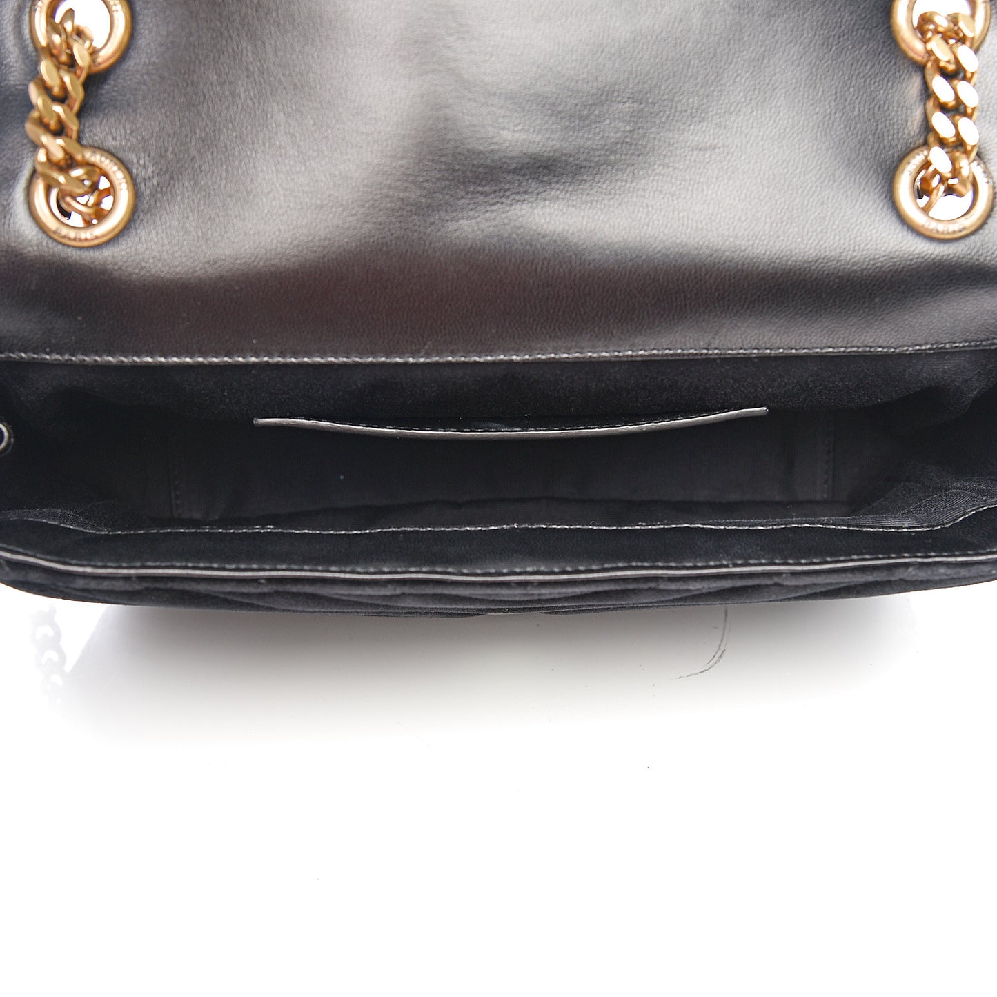 Velvet Matelasse Chevron Medium Monogram Chain Bag Black