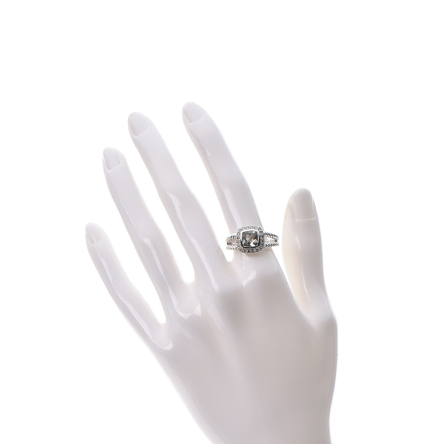 Sterling Silver Diamond Prasiolite 7mm Petite Albion Ring 54 7