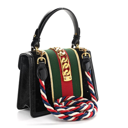 Gucci Velvet GG Monogram Mini Sylvie Top Handle Bag Black 3 of 12