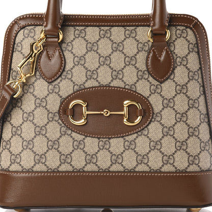 Gucci GG Supreme Monogram Azalea Calfskin Small Horsebit 1955 Top Handle Bag Beige Ebony Brown Sugar 12 of 12