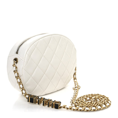 Chanel Lambskin Enamel Quilted Mini Clip Round Camera Case White 3 of 11