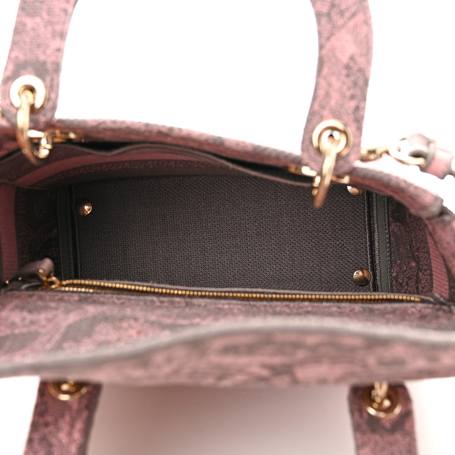 Christian Dior Canvas Toile De Jouy Embroidered Medium Lady D-Lite Gray Pink 8 of 13