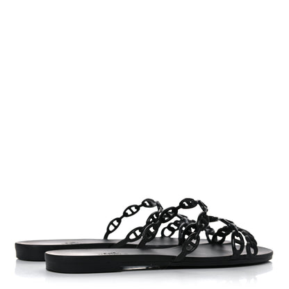 Hermes Rubber Chaine d'Ancre Rivage Sandals 39 Black 4 of 10