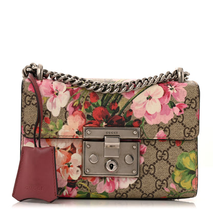 Gucci GG Supreme Monogram Blooms Small Padlock Shoulder Bag Beige Multicolor Dry Rose 1 of 13