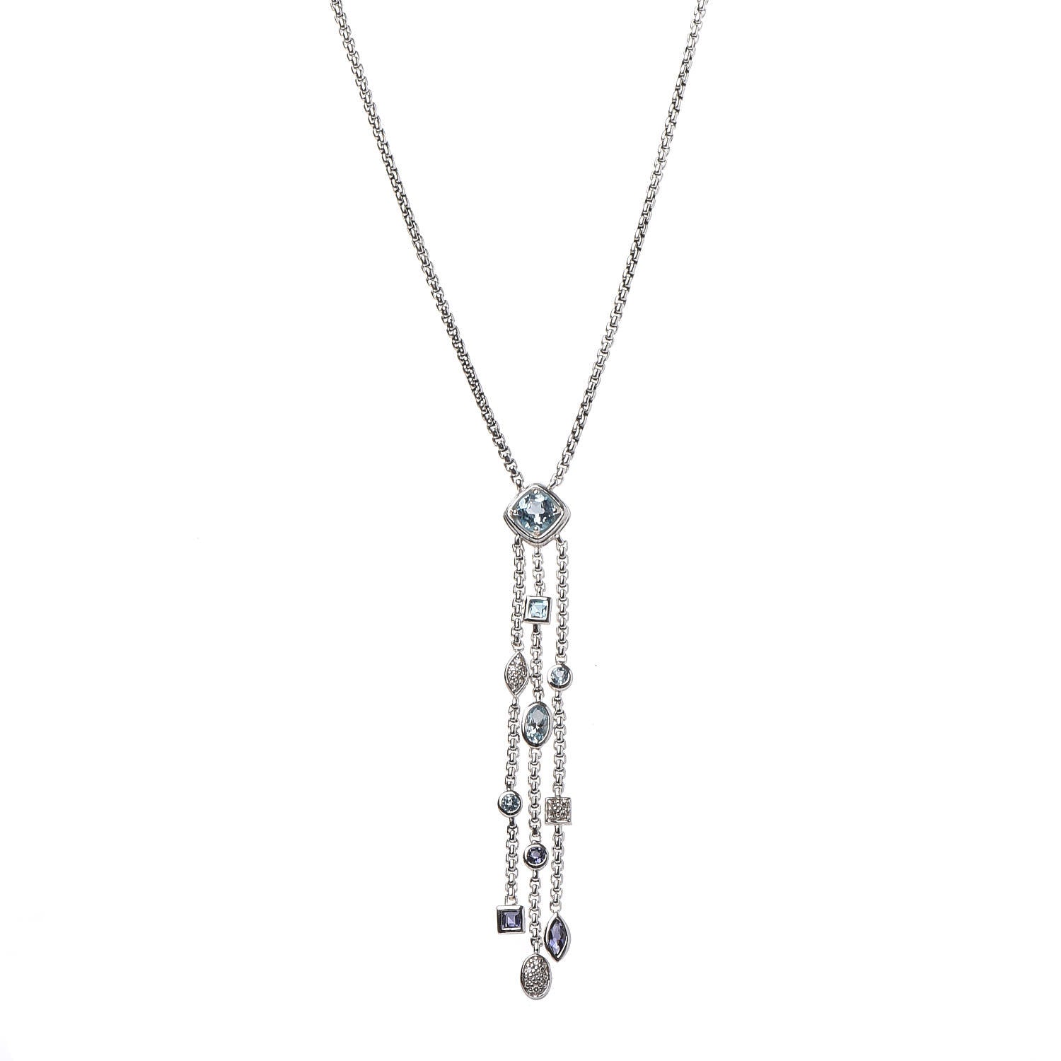 David Yurman Sterling Silver Diamond Iolite Blue Topaz Confetti Ice Necklace 1 of 6