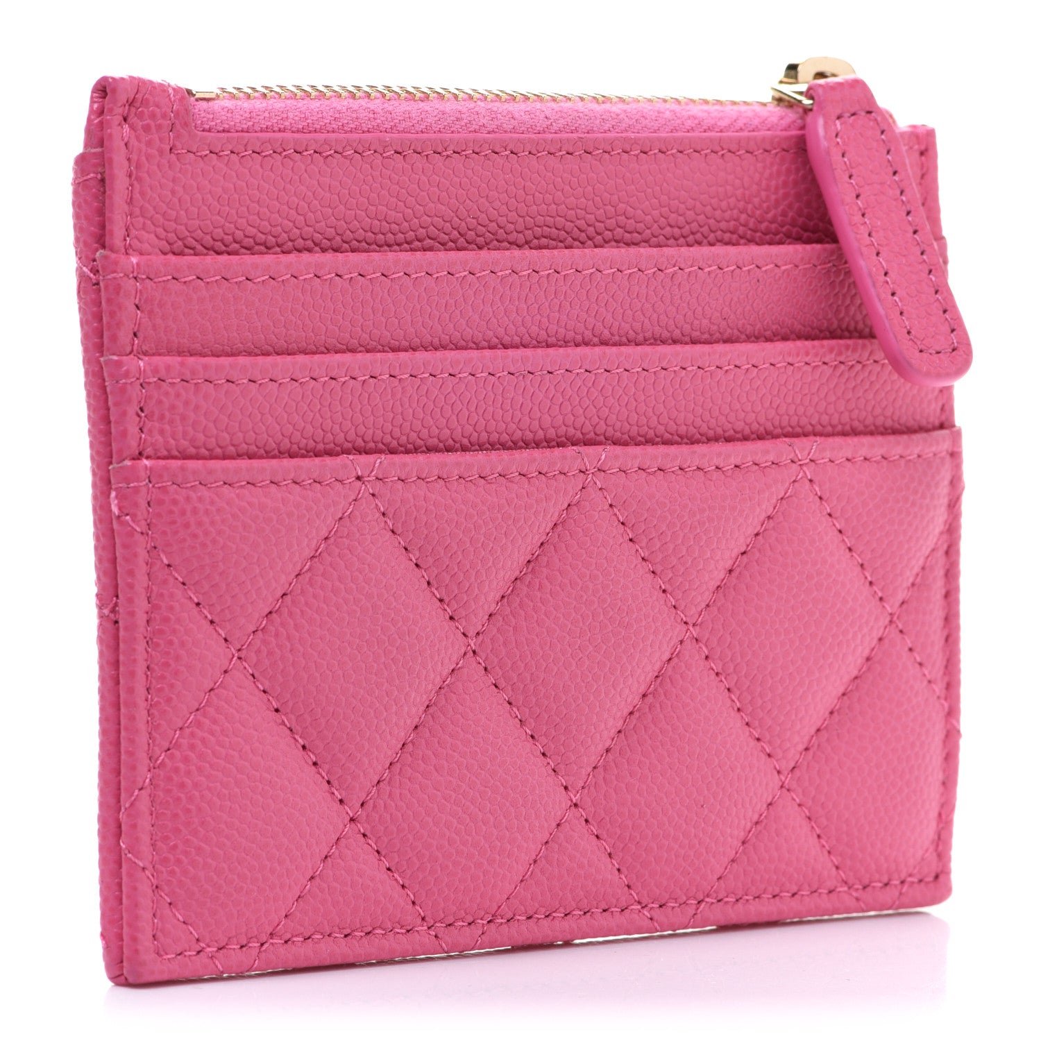 Chanel Caviar Quilted CC Zip Card Holder Pink 3 of 9