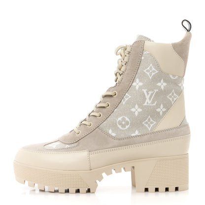 Louis Vuitton Suede Calfskin Laureate Platform Desert Boots 41 Beige 1 of 8