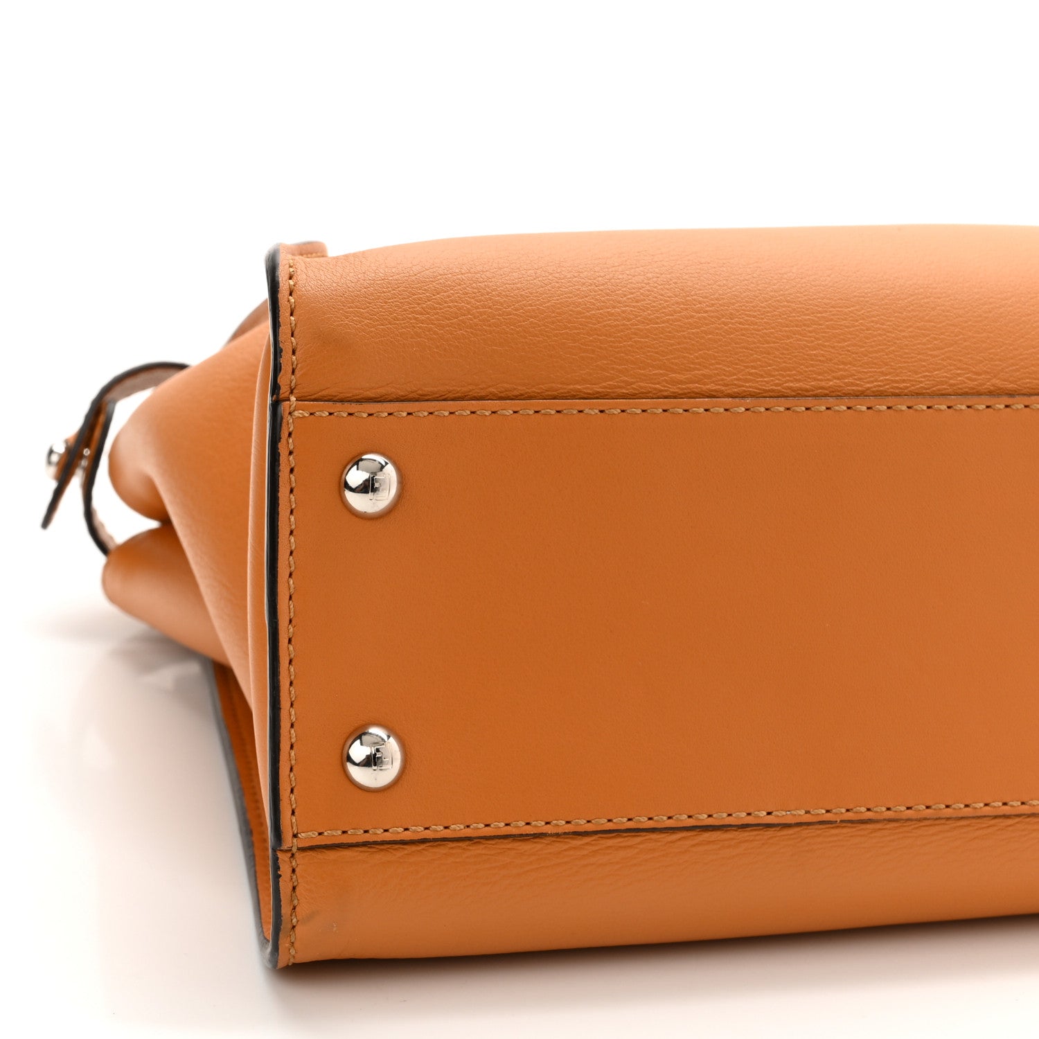 Fendi Vitello Seta Shiny Nappa Plexiglass Granite Medium Peekaboo Iconic Satchel Ginger Latte 10 of 11
