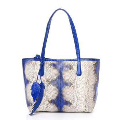 Nancy Gonzalez Python Crocodile Small Erica Shopper Tote Cobalt 1 of 15