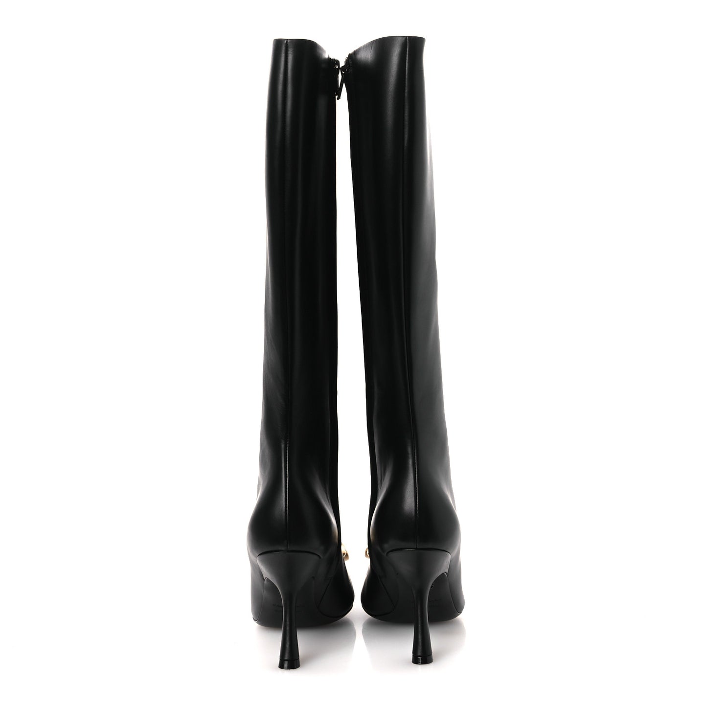Shiny Calfskin BB Knife Booties 38 Black Gold