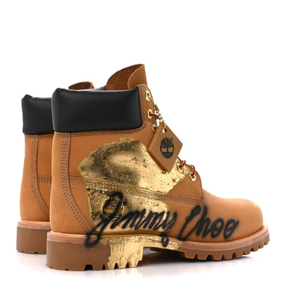 Jimmy Choo X TIMBERLAND Nubuck Graffiti Mens Ankle Boots 9 Wheat 3 of 10