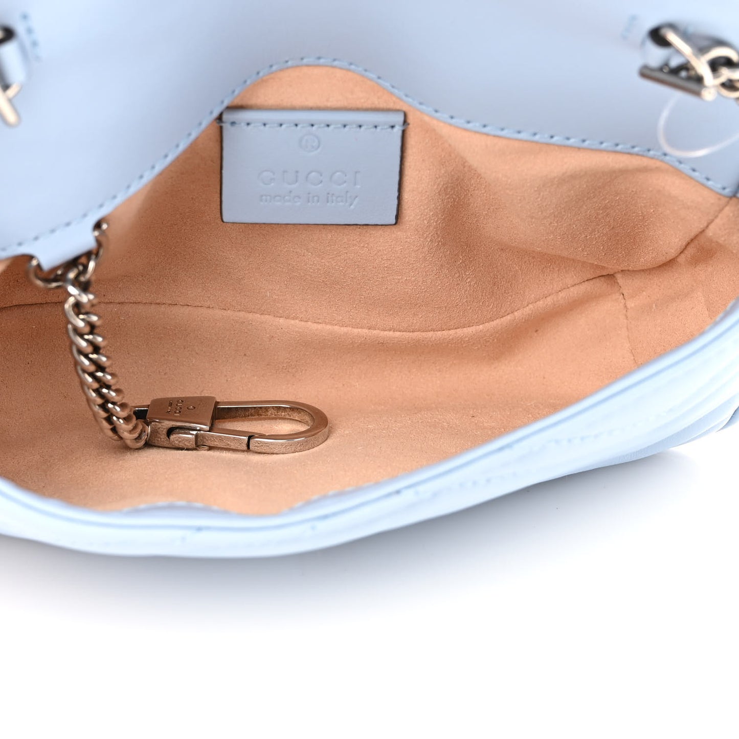 Calfskin Matelasse Super Mini GG Marmont Shoulder Bag Porcelain Light Blue