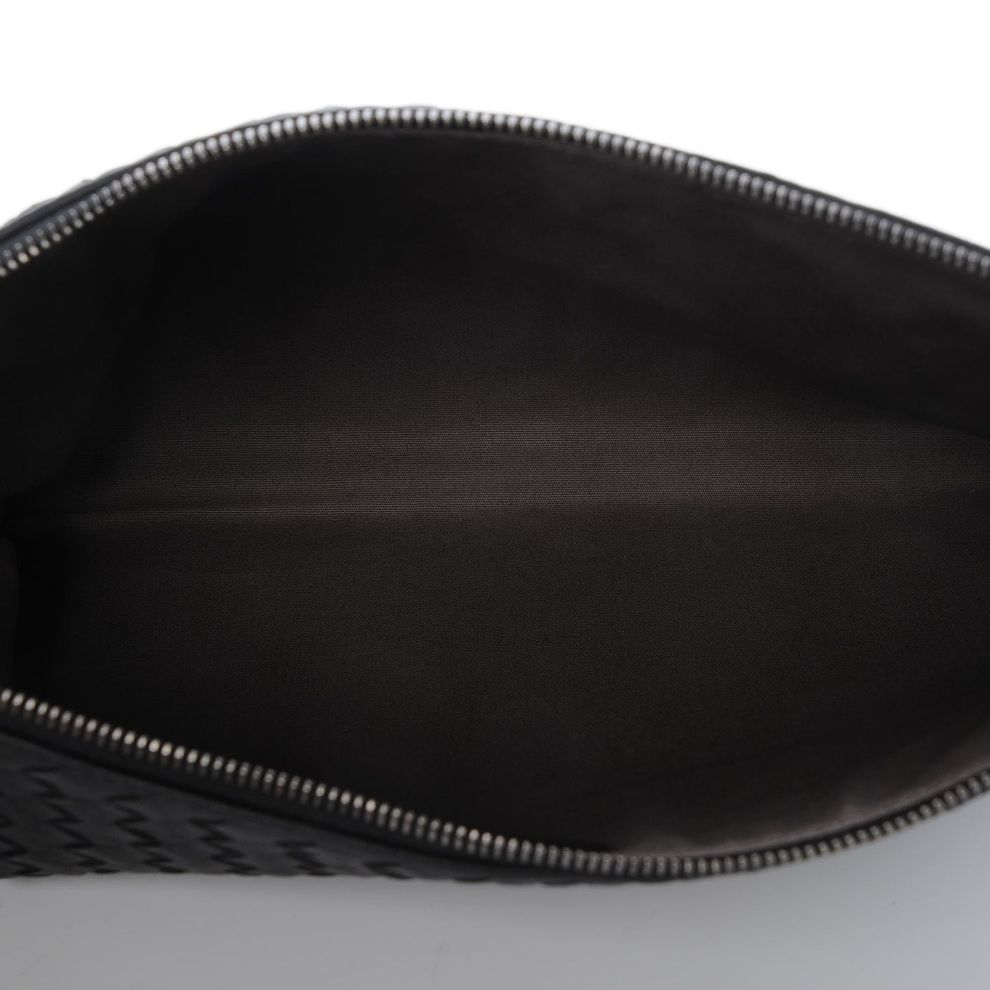 Nappa Intrecciato Large Flat Zip Biletto Pouch Nero Black