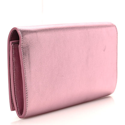 Saint Laurent Metallic Calfskin Classic Monogram Cassandre Wallet New Azalea 3 of 6