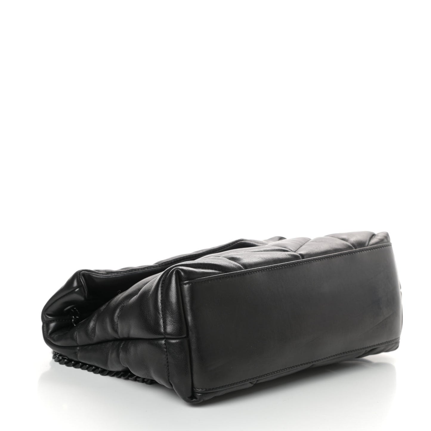 Lambskin Quilted Small Loulou Puffer Monogram Chain Satchel Black