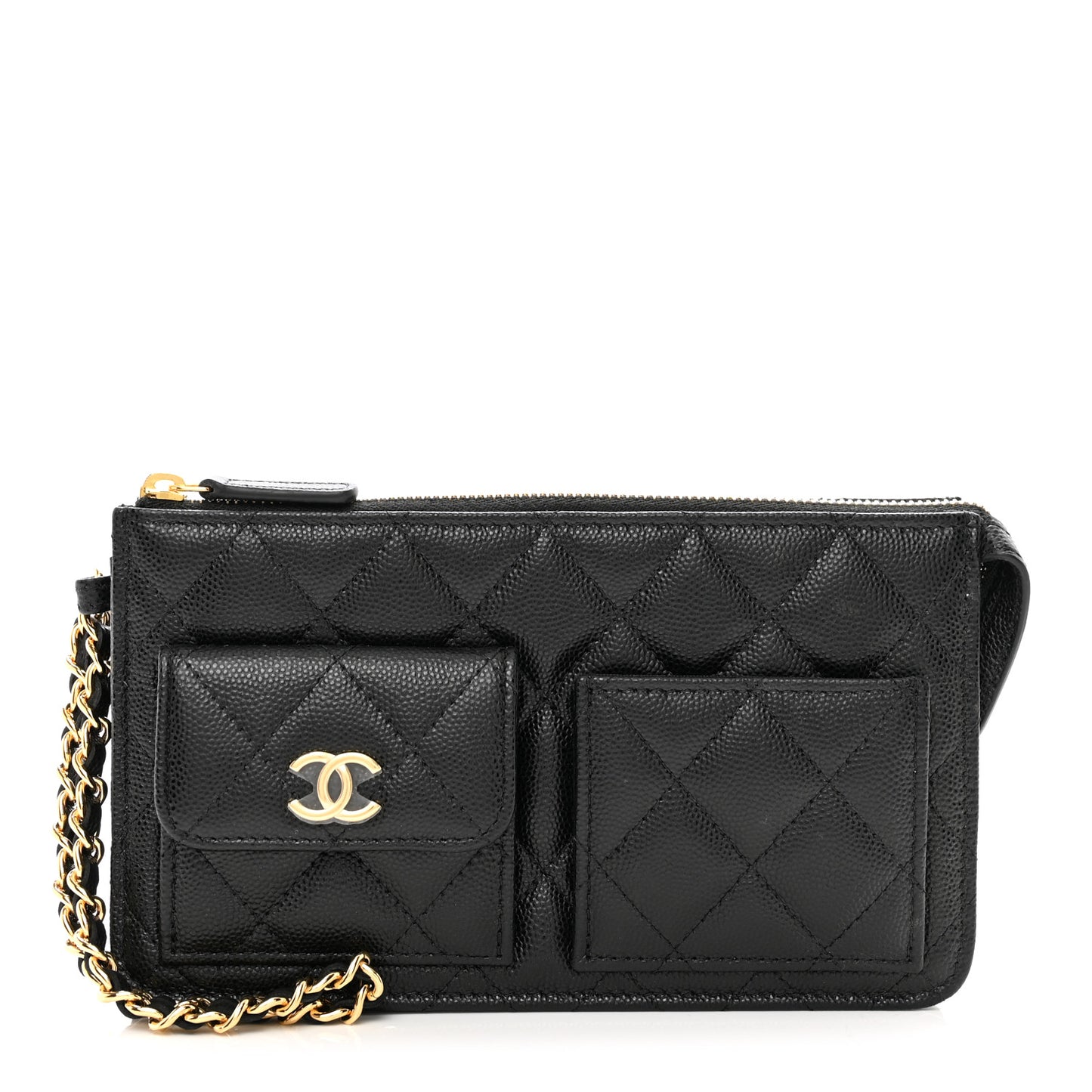 Caviar Quilted Polly Pocket Pouch Black