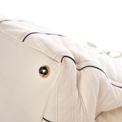 Valentino Garavani Lambskin Chevron Quilted Shopping Tote Ivory 12 of 13