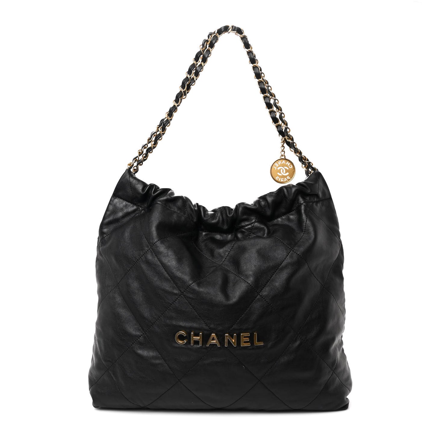 Shiny Calfskin Quilted Chanel 22 Black