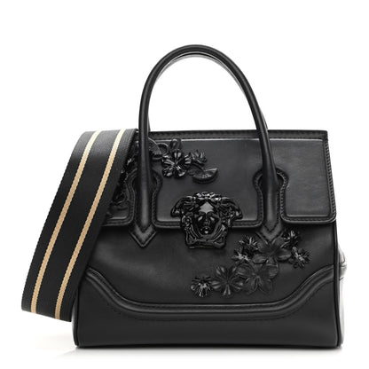 Versace Calfskin Floral Appliques Medium Palazzo Empire Bag Black 1 of 12