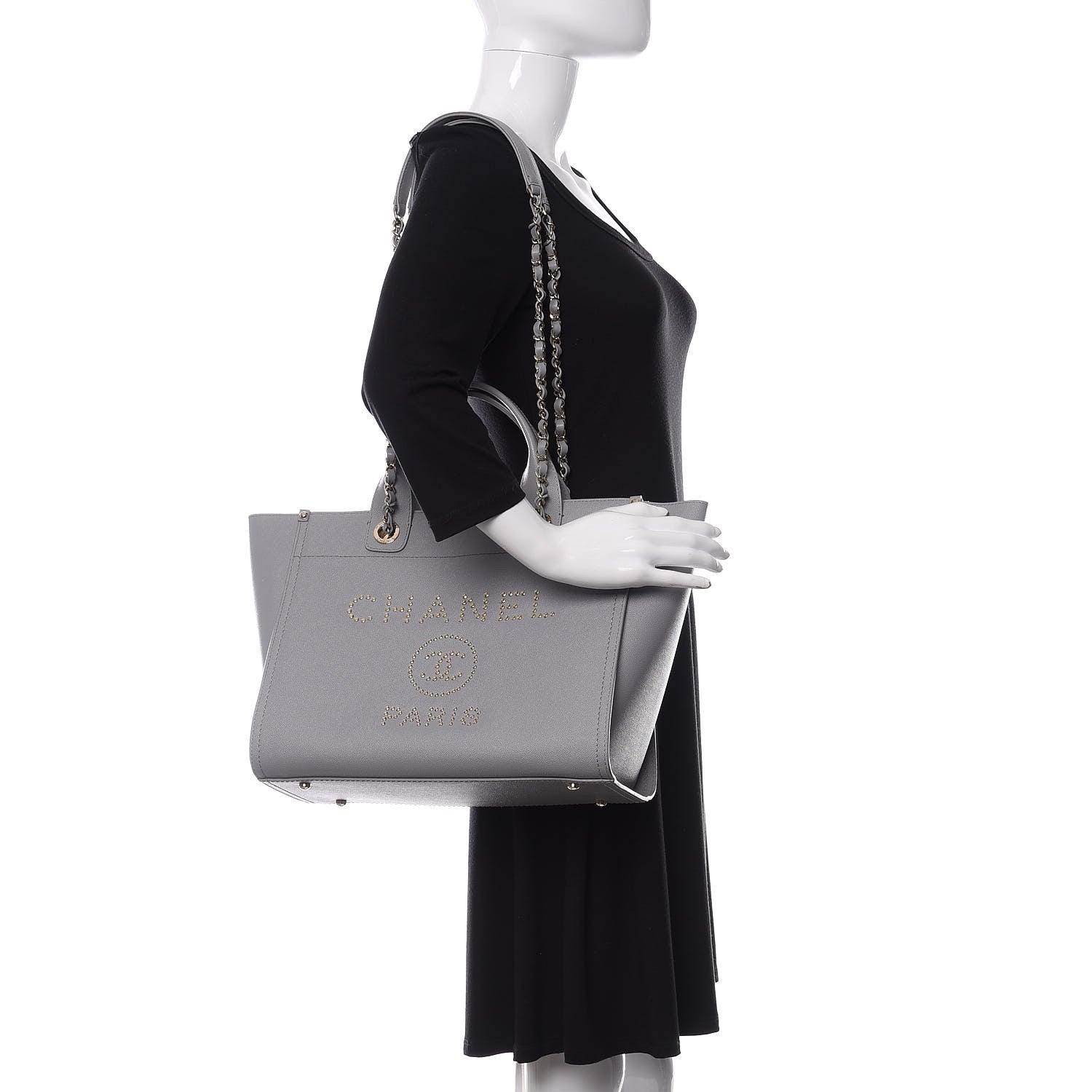 Chanel Caviar Studded Small Deauville Tote Grey 2 of 12