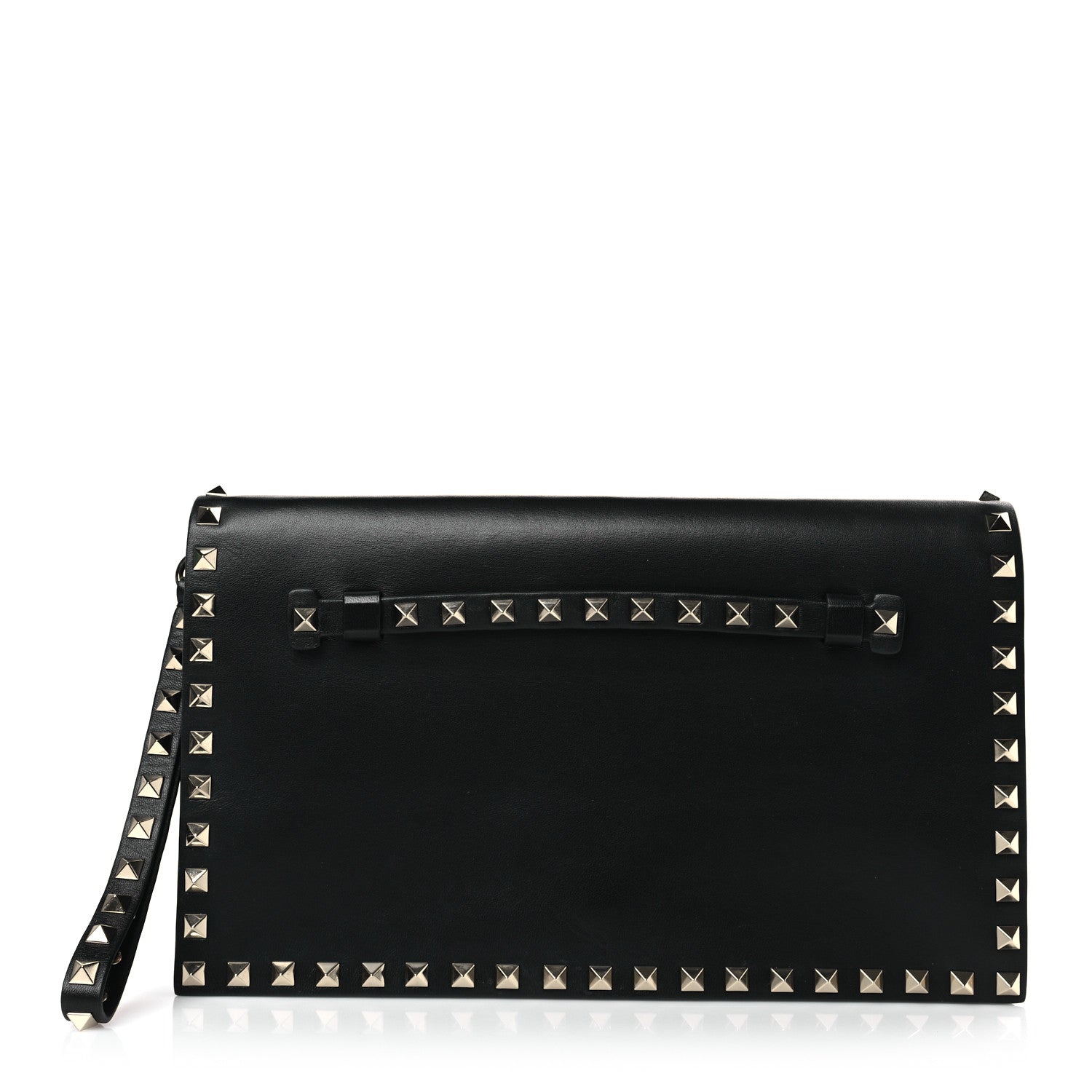 Valentino Garavani Nappa Small Rockstud Wristlet Clutch Black 1 of 8