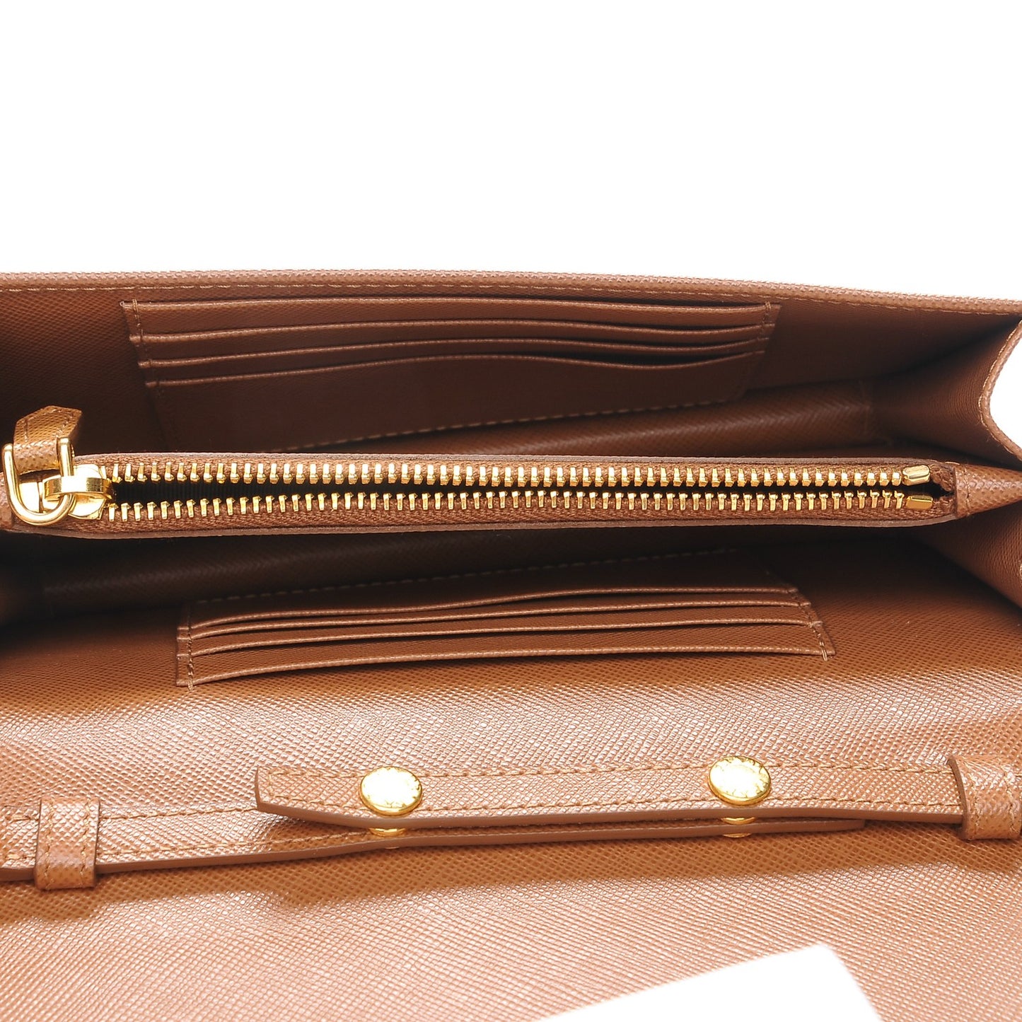 Saffiano Lux Chain Wallet Camel