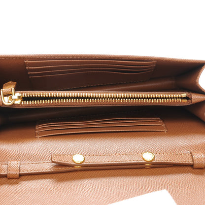 Prada Saffiano Lux Chain Wallet Camel 5 of 7