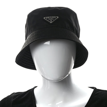 Prada Re-Nylon Metal Triangle Logo Womens Bucket Hat M Black 2 of 6
