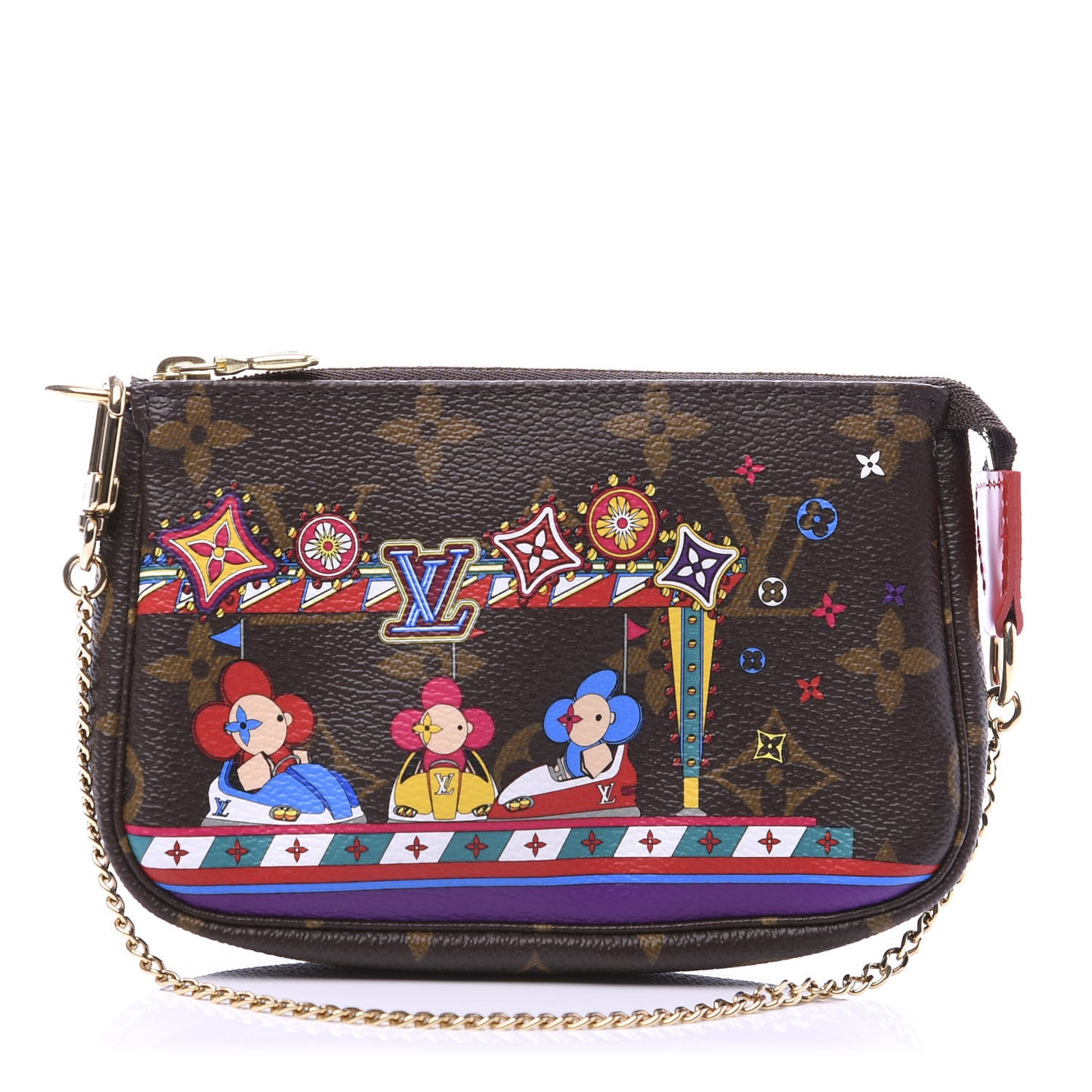 Monogram 2020 Christmas Animation Bumper Cars Mini Pochette Accessories Coquelicot