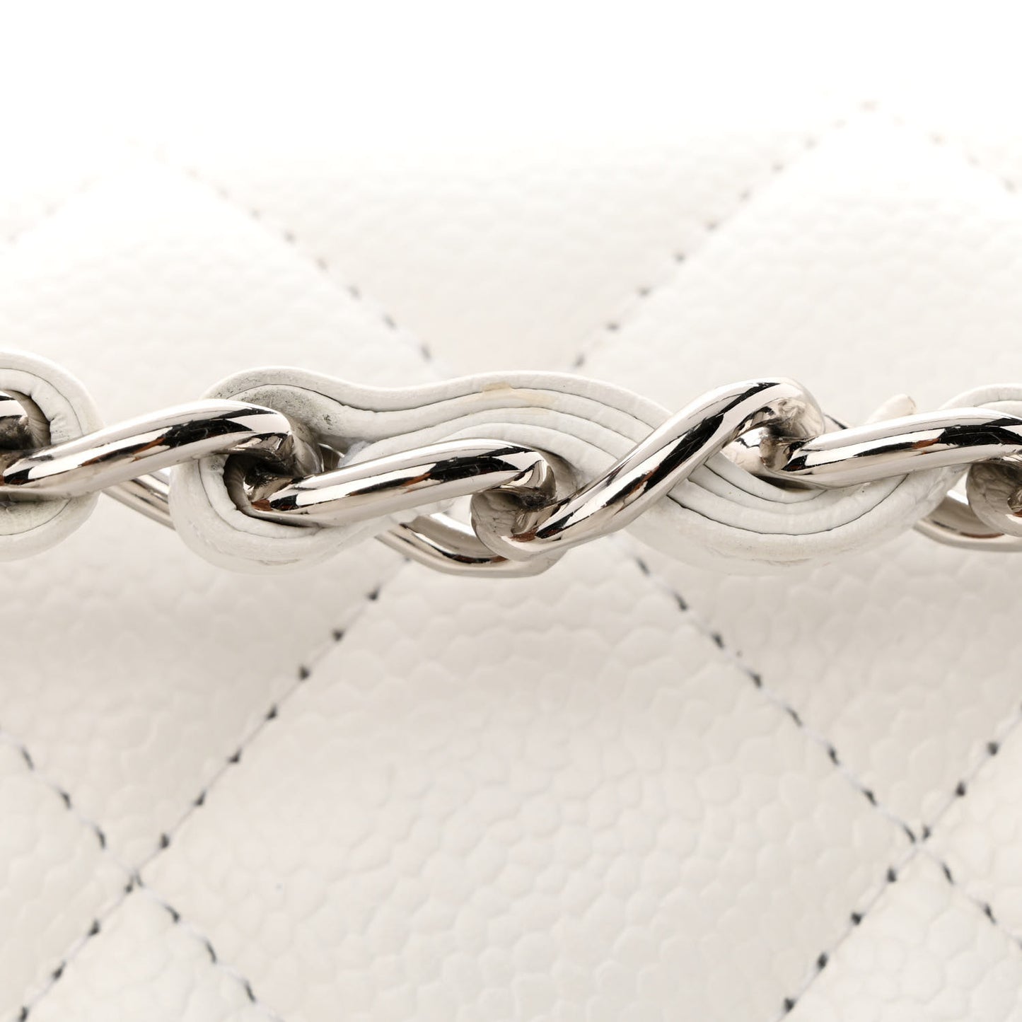 Caviar Quilted Jumbo Double Flap White