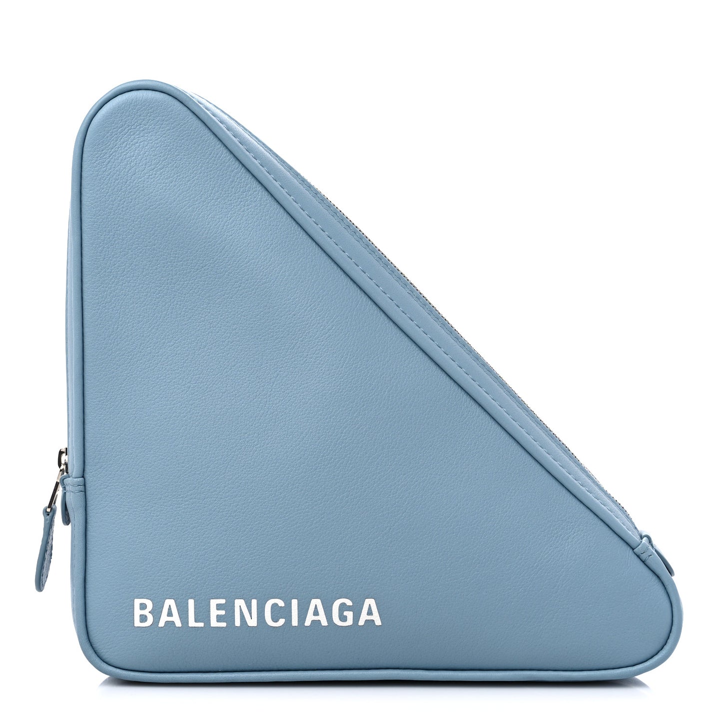 Shiny Day Calfskin Logo M Triangle Pouch Grey Blue White