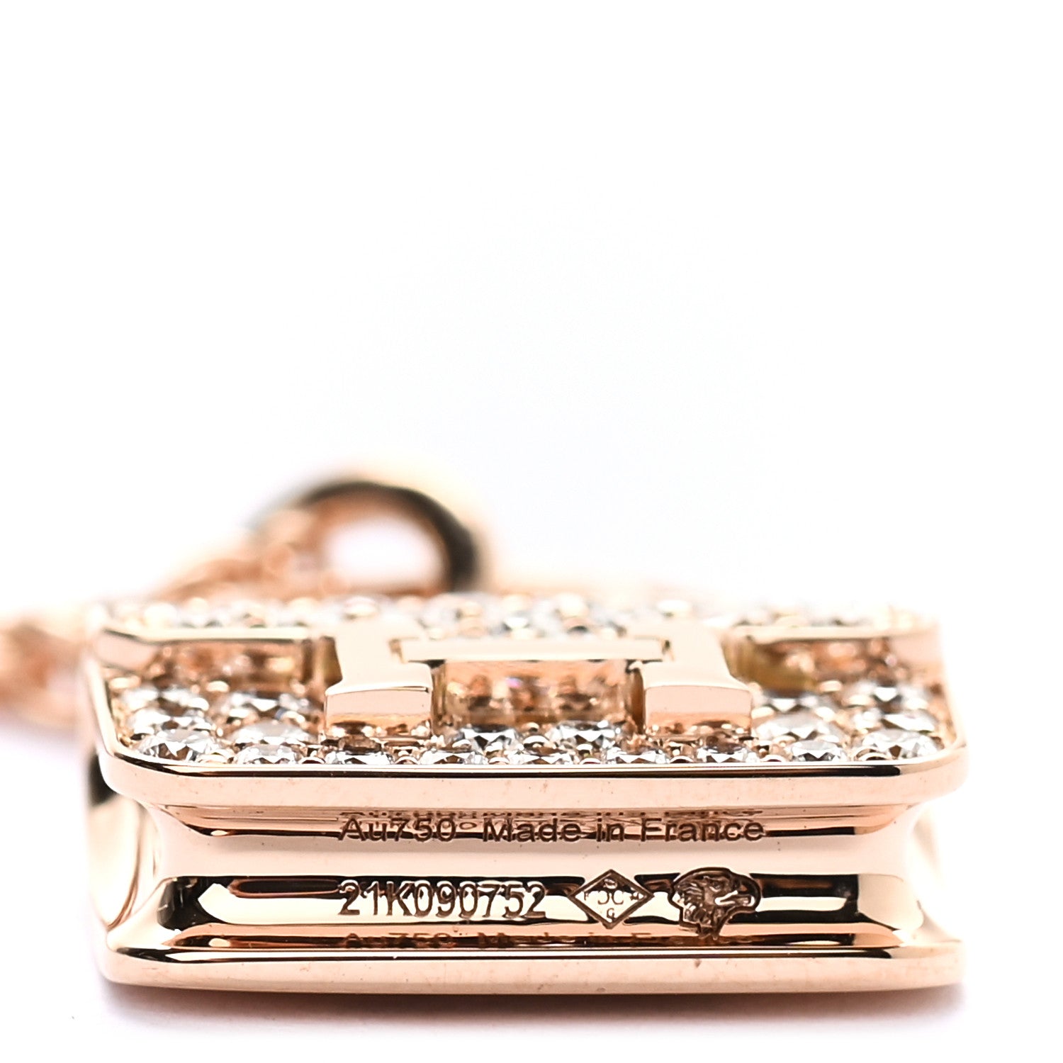 Hermes 18K Rose Gold Diamond Constance Amulettes Pendant Necklace 5 of 6