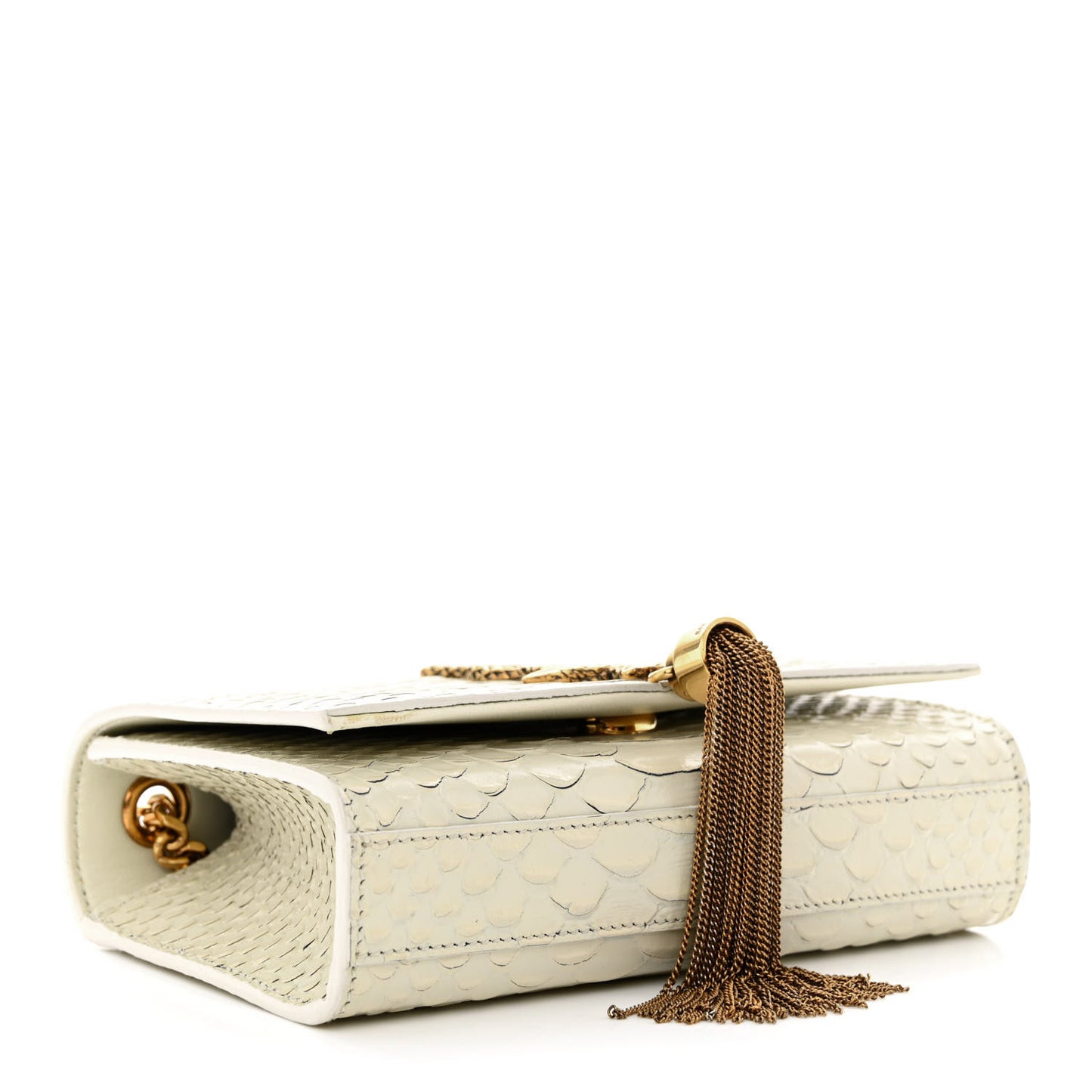 Python Embossed Small Classic Monogram Kate Tassel Satchel