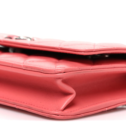 Chanel Lambskin Quilted Wallet On Chain WOC Pink 11 of 11