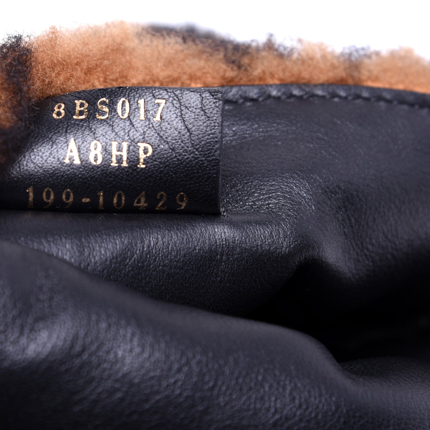 Shearling Vitello Dolce Macro FF 1974 Mini Baguette Tobacco Black