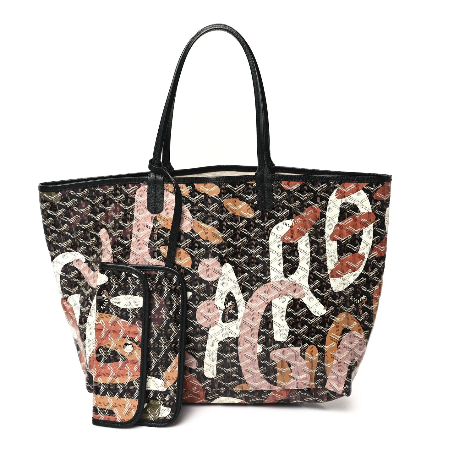 Goyardine Saint Louis Lettres Camouflage PM Black Pink Multicolor
