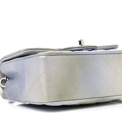Chanel Metallic Goatskin Quilted Ombre Mini Rectangular Flap Grey Green 8 of 10