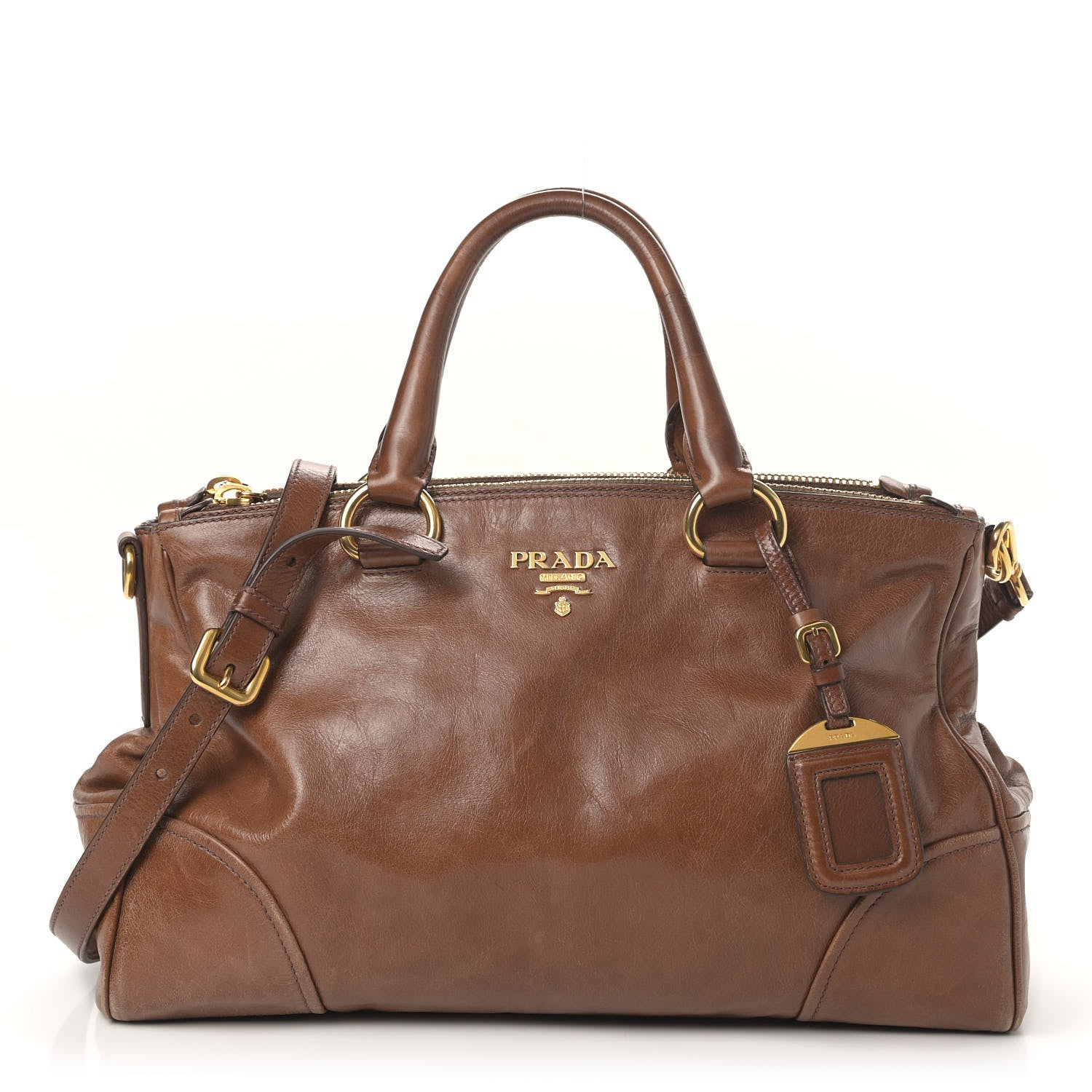 Prada Vitello Shine Boston Bag Palissandro 1 of 11