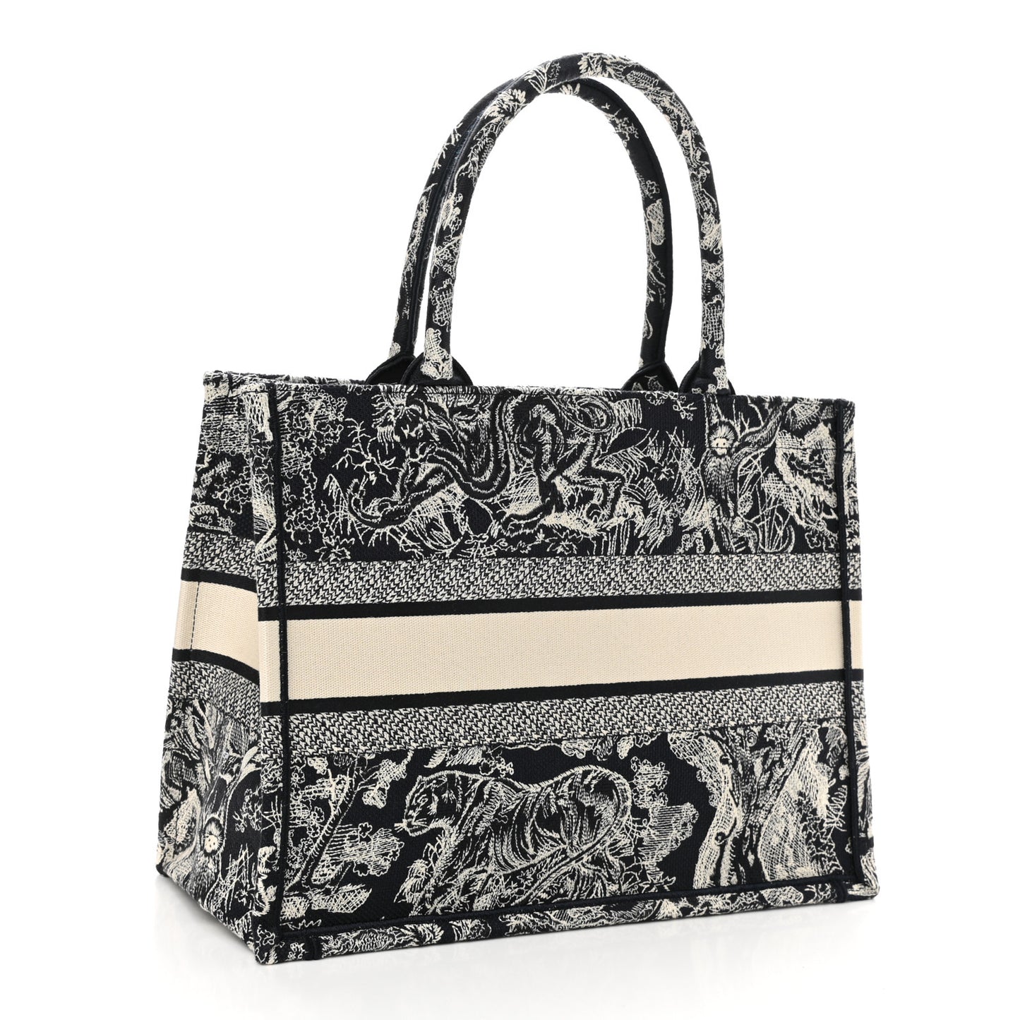 Canvas Embroidered Medium Dioriviera Toile De Jouy Book Tote Blue