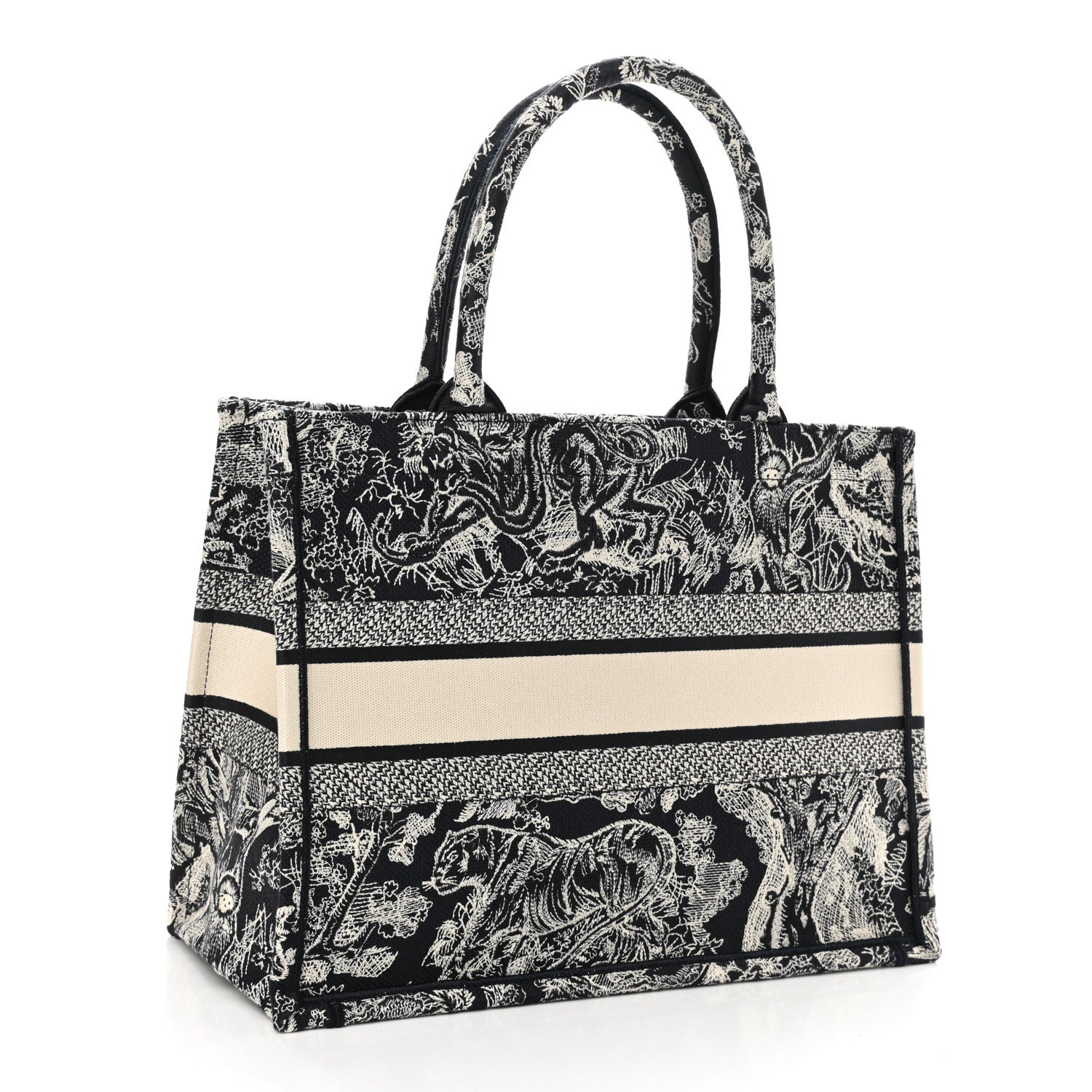 Christian Dior Canvas Embroidered Medium Dioriviera Toile De Jouy Book Tote Blue 3 of 12