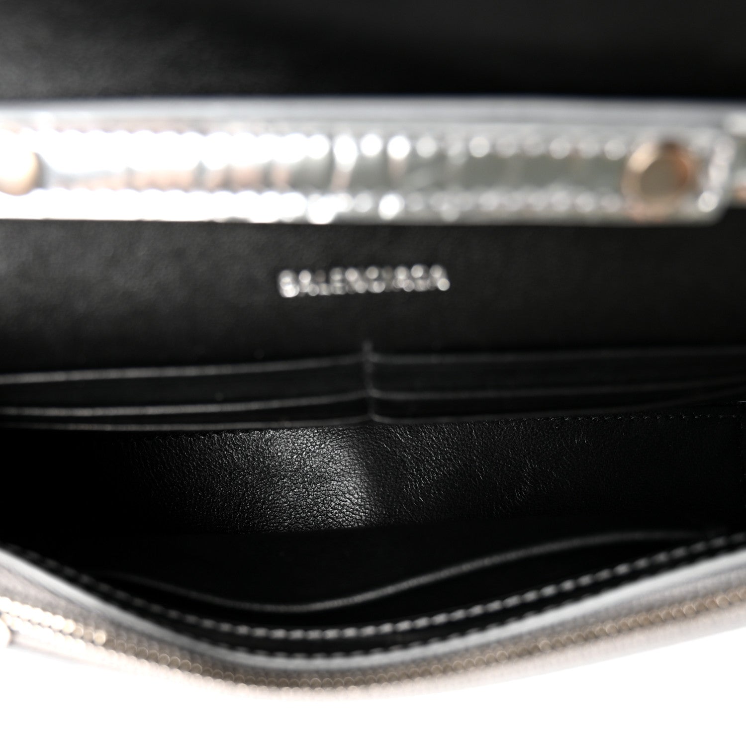 Balenciaga Metallic Calfskin Crocodile Embossed Hourglass Chain Bag Silver 5 of 10