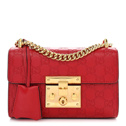 Gucci Guccissima Small Padlock Shoulder Bag Hibiscus Red 1 of 13