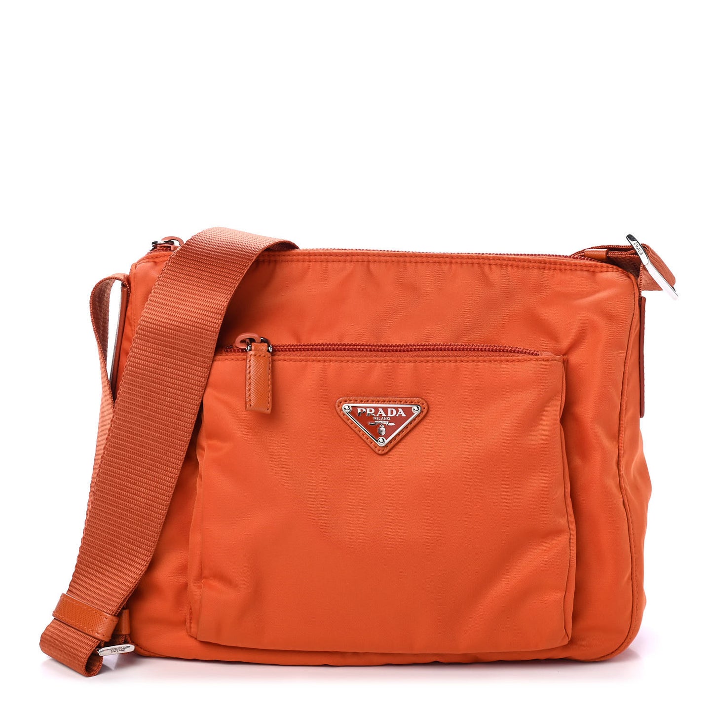 Tessuto Nylon Saffiano Messenger Bag Papaya