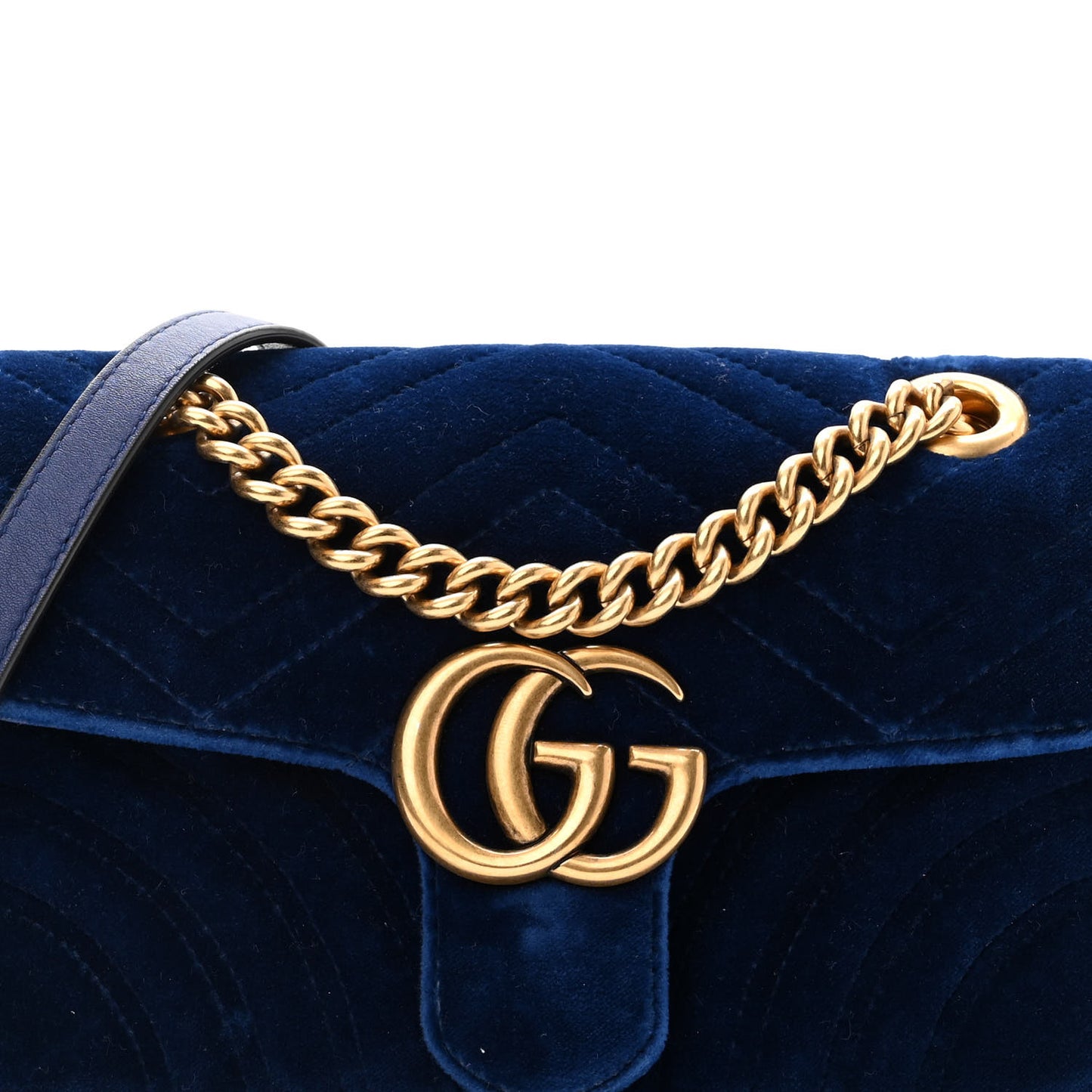 Velvet Matelasse Mini GG Marmont Shoulder Bag Cobalt Blue